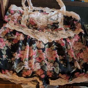 Sheer floral two piece lingerie set